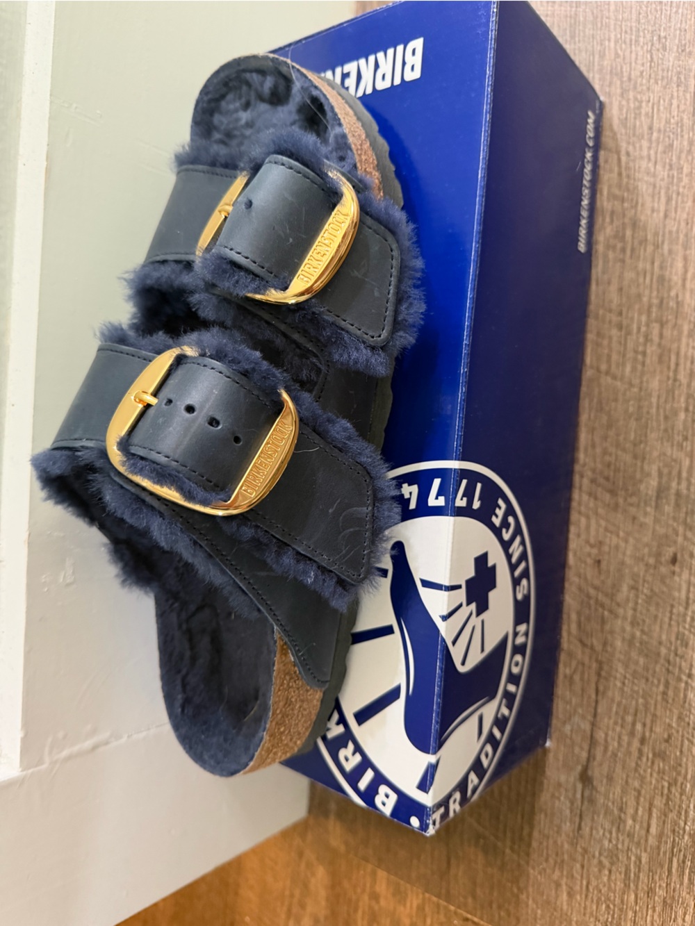 Birkenstock Midnight Arizona Big Buckle Shearling 42 Narrow Fit - Picture 5 of 6